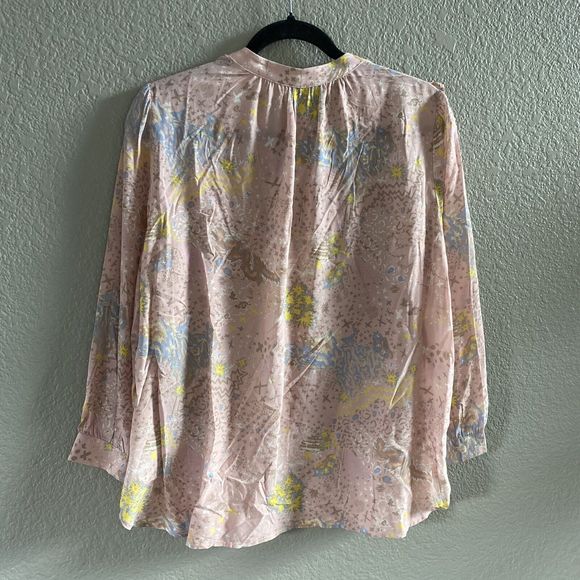 ZADIG & VOLTAIRE Tygg Print Glam Rock Shirt Pink Ruffle Blouse Large long sleeve - Picture 6 of 15